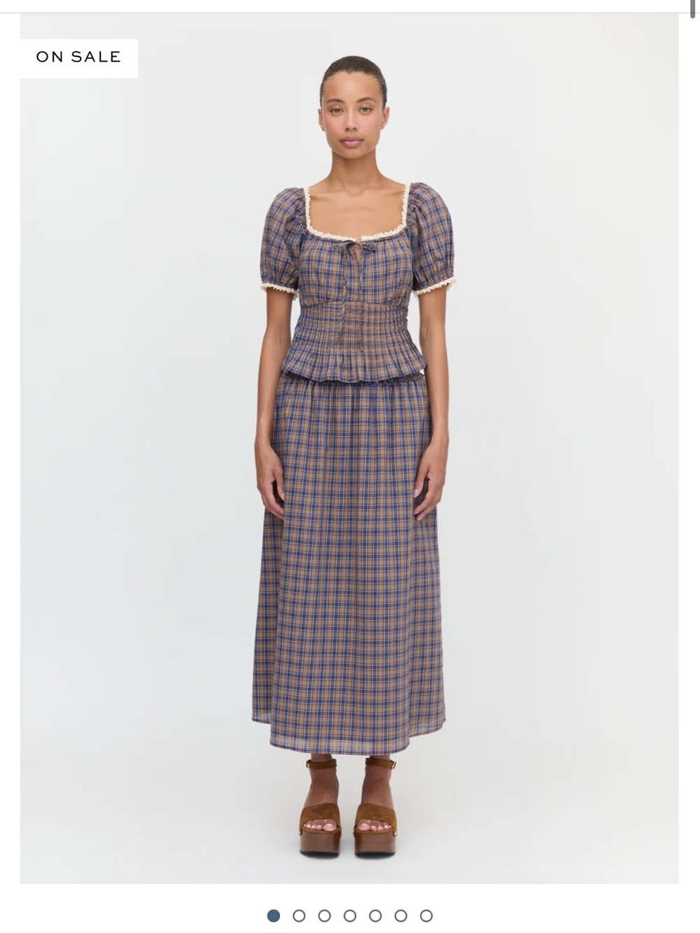 Delphine midi skirt in brown Spencer plaid